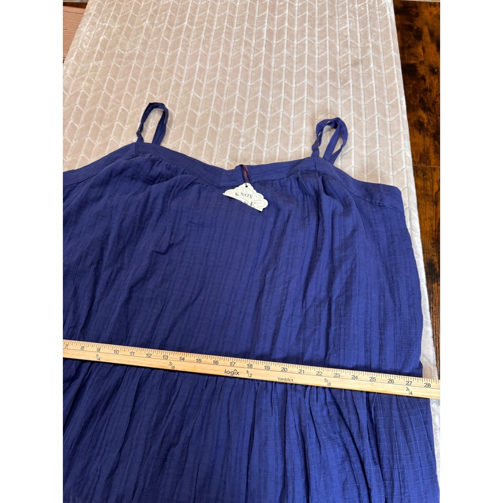 Knox Rose Navy Blue Tiered Maxi Dress Plus Size 4X NWT Gauze Adjustable Straps - Picture 6 of 10